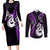 Personalised New Zealand Couples Long Sleeve Bodycon Dress and Long Sleeve Button Shirts Aotearoa Silver Fern With Manaia Maori Unique Purple LT14 Purple - Polynesian Pride