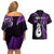 Personalised New Zealand Couples Off Shoulder Short Dress and Hawaiian Shirt Aotearoa Silver Fern With Manaia Maori Unique Purple LT14 - Polynesian Pride