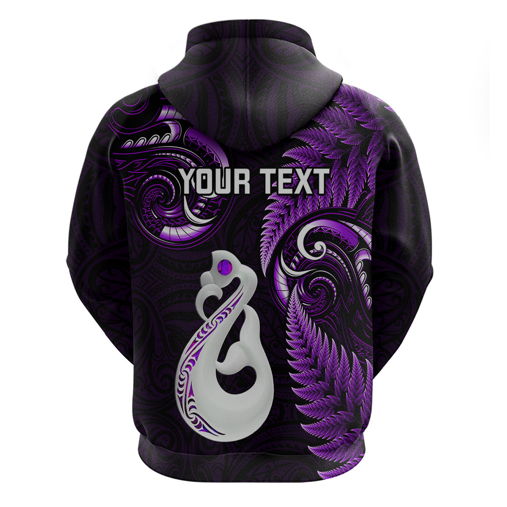 Custom New Zealand Hoodie Aotearoa Silver Fern With Manaia Maori Unique Purple LT14 - Polynesian Pride
