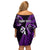 Personalised New Zealand Off Shoulder Short Dress Aotearoa Silver Fern With Manaia Maori Unique Purple LT14 - Polynesian Pride