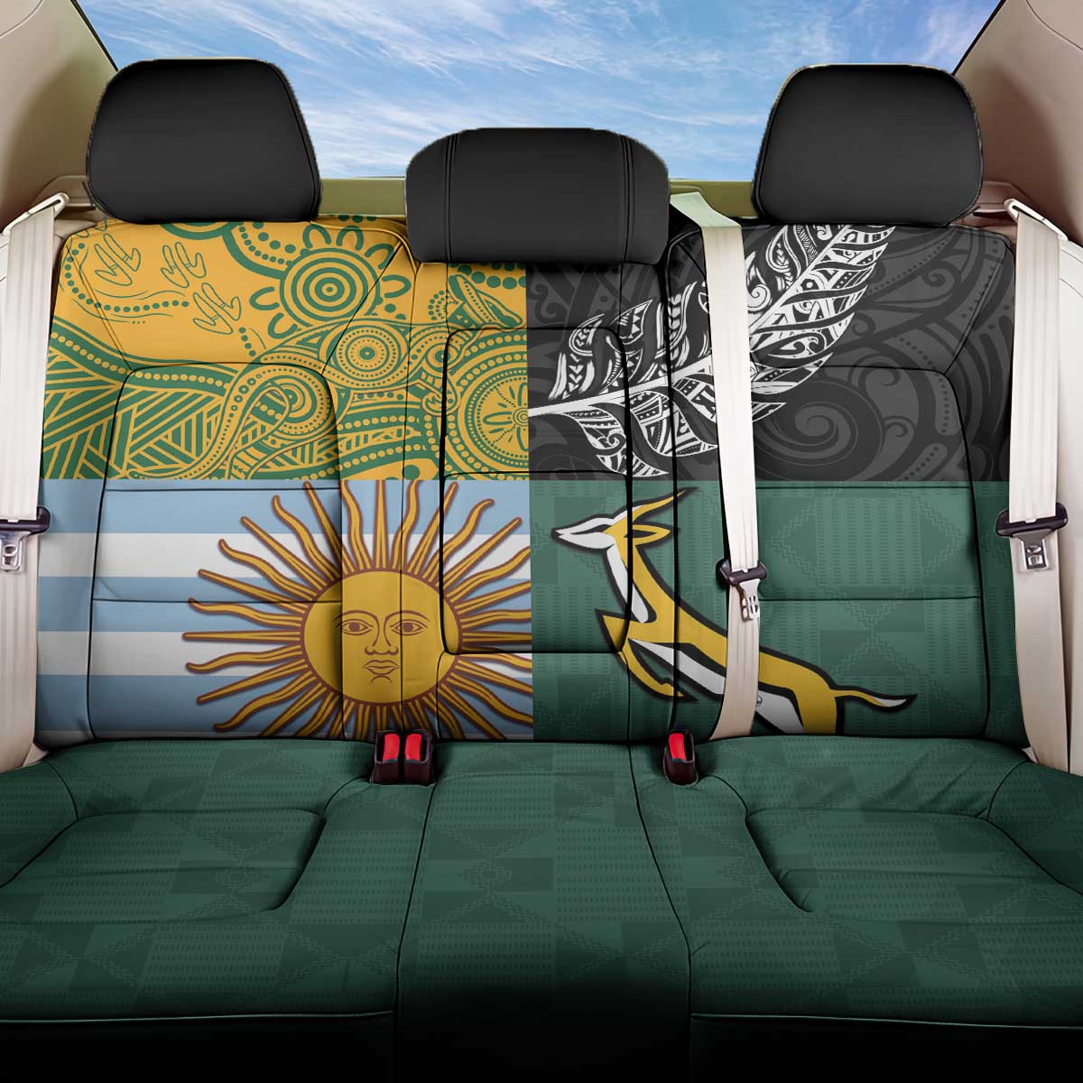 Rugby 2025 Championship Back Car Seat Cover Combination of Southern Hemisphere Countries - Polynesian Pride