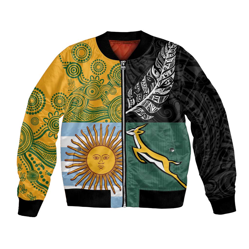 Personalised Rugby 2025 Championship Bomber Jacket Combination of Southern Hemisphere Countries - Polynesian Pride