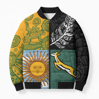 Personalised Rugby 2025 Championship Bomber Puffer Jacket Combination of Southern Hemisphere Countries LT14 Unisex Black - Polynesian Pride