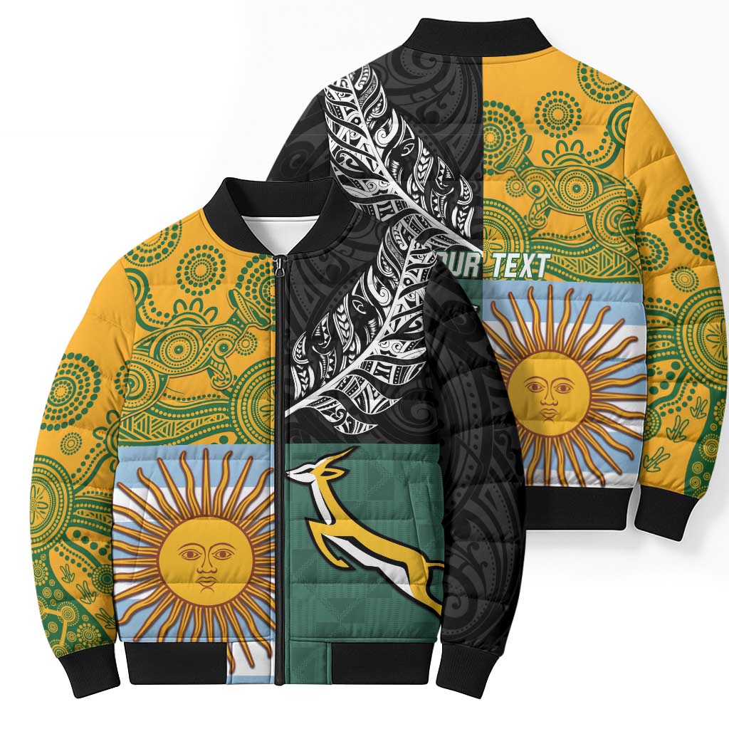 Personalised Rugby 2025 Championship Bomber Puffer Jacket Combination of Southern Hemisphere Countries LT14 - Polynesian Pride