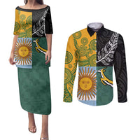 Personalised Rugby 2025 Championship Couples Matching Puletasi and Long Sleeve Button Shirt Combination of Southern Hemisphere Countries - Polynesian Pride