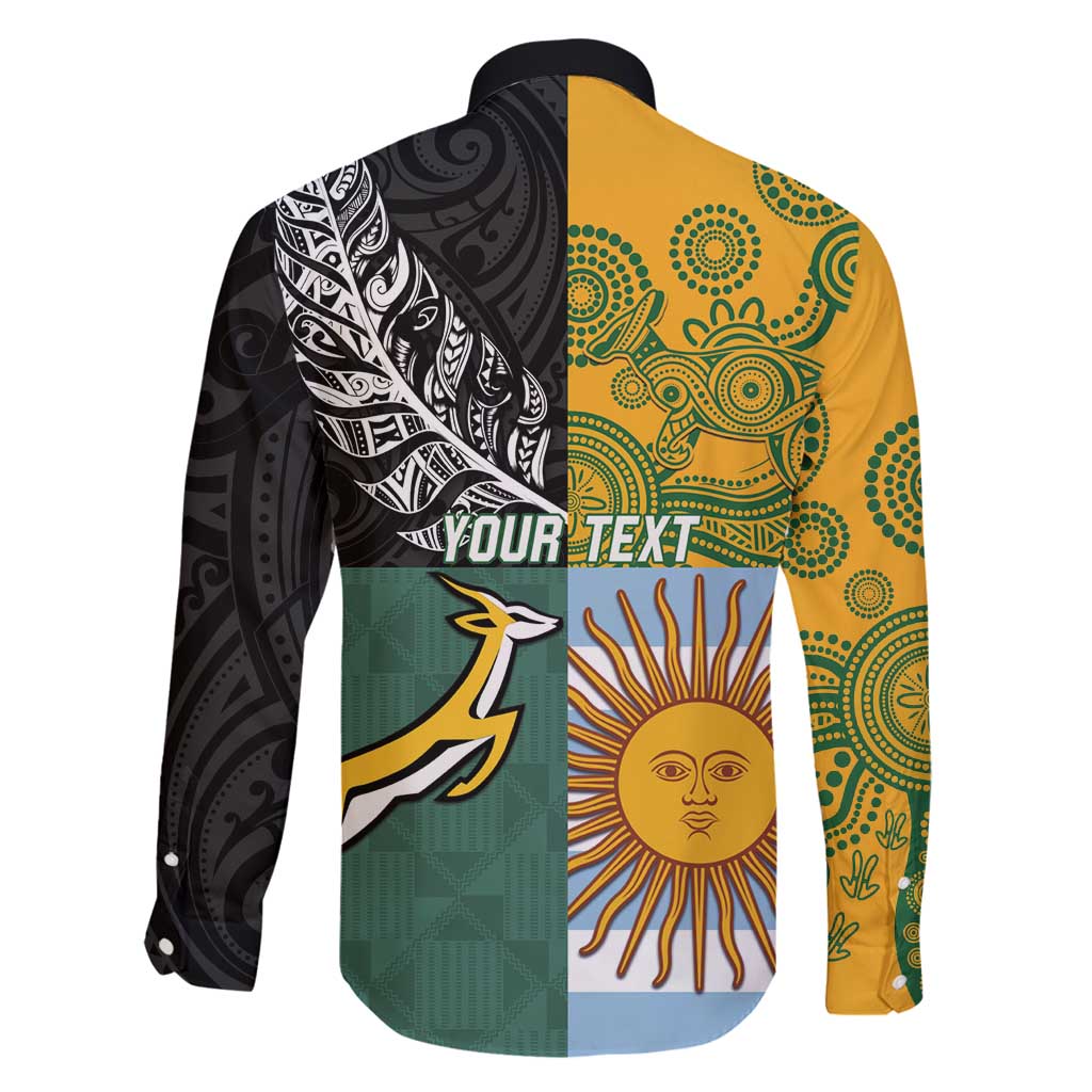 Personalised Rugby 2025 Championship Family Matching Mermaid Dress and Hawaiian Shirt Combination of Southern Hemisphere Countries - Polynesian Pride