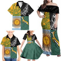 Personalised Rugby 2025 Championship Family Matching Off Shoulder Maxi Dress and Hawaiian Shirt Combination of Southern Hemisphere Countries - Polynesian Pride
