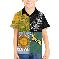 Personalised Rugby 2025 Championship Family Matching Short Sleeve Bodycon Dress and Hawaiian Shirt Combination of Southern Hemisphere Countries - Polynesian Pride