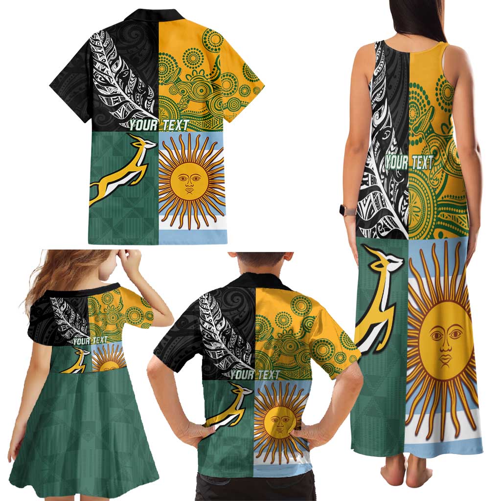 Personalised Rugby 2025 Championship Family Matching Tank Maxi Dress and Hawaiian Shirt Combination of Southern Hemisphere Countries - Polynesian Pride