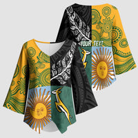 Personalised Rugby 2025 Championship Kimono Sleeve Blouse Combination of Southern Hemisphere Countries - Polynesian Pride
