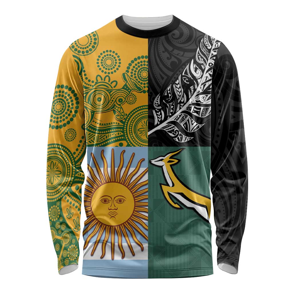 Personalised Rugby 2025 Championship Long Sleeve Shirt Combination of Southern Hemisphere Countries - Polynesian Pride