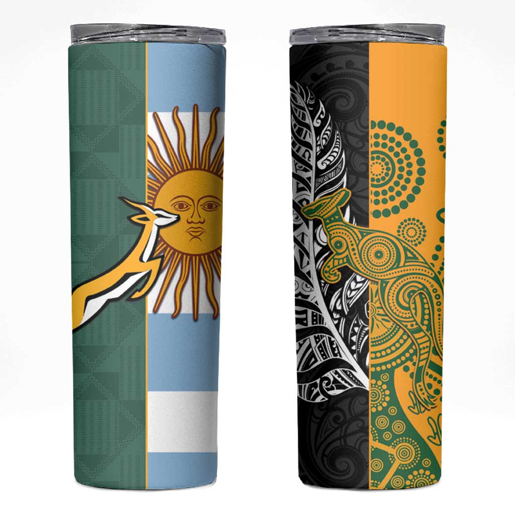 Rugby 2025 Championship Skinny Tumbler Combination of Southern Hemisphere Countries - Polynesian Pride