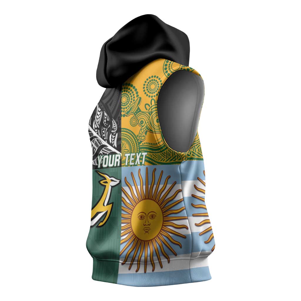 Personalised Rugby 2025 Championship Sleeveless Hoodie Combination of Southern Hemisphere Countries - Polynesian Pride