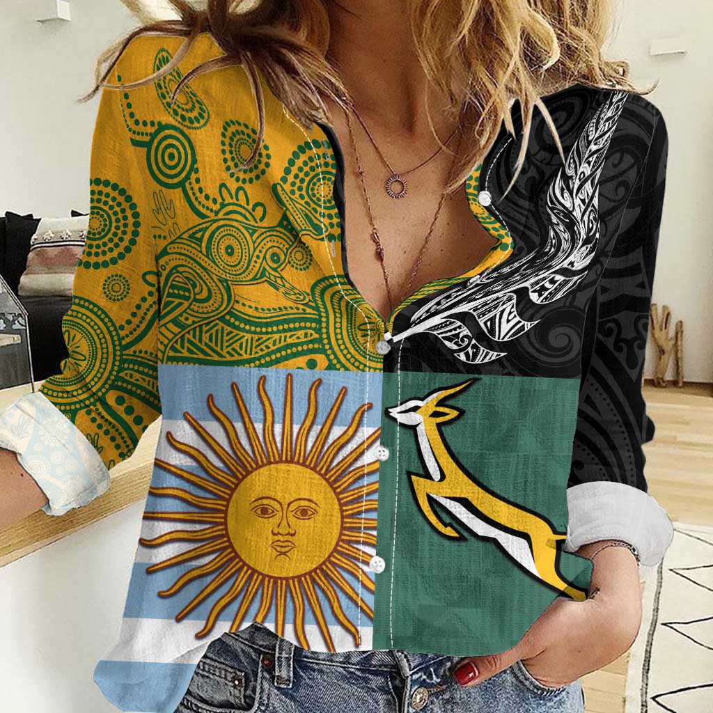 Personalised Rugby 2025 Championship Women Casual Shirt Combination of Southern Hemisphere Countries - Polynesian Pride