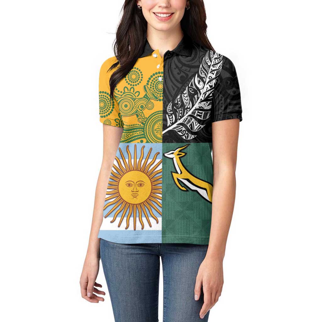 Personalised Rugby 2025 Championship Women Polo Shirt Combination of Southern Hemisphere Countries - Polynesian Pride
