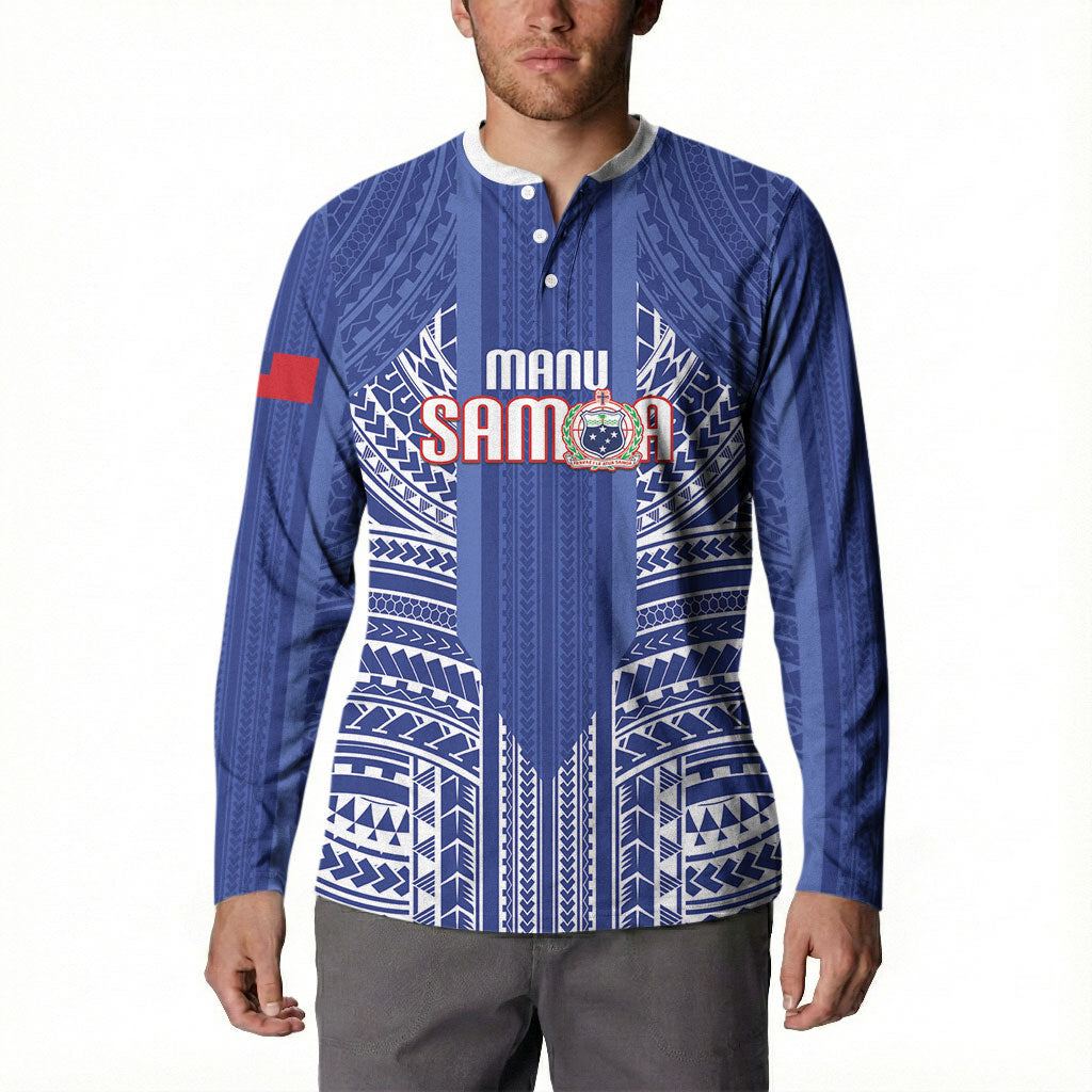 Custom Manu Samoa Rugby 2026 Button Sweatshirt Samoan Pattern