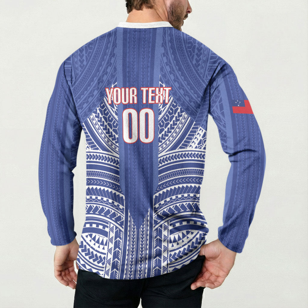 Custom Manu Samoa Rugby 2026 Button Sweatshirt Samoan Pattern