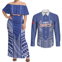 Custom Manu Samoa Rugby 2026 Couples Matching Off Shoulder Maxi Dress and Long Sleeve Button Shirt Samoan Pattern