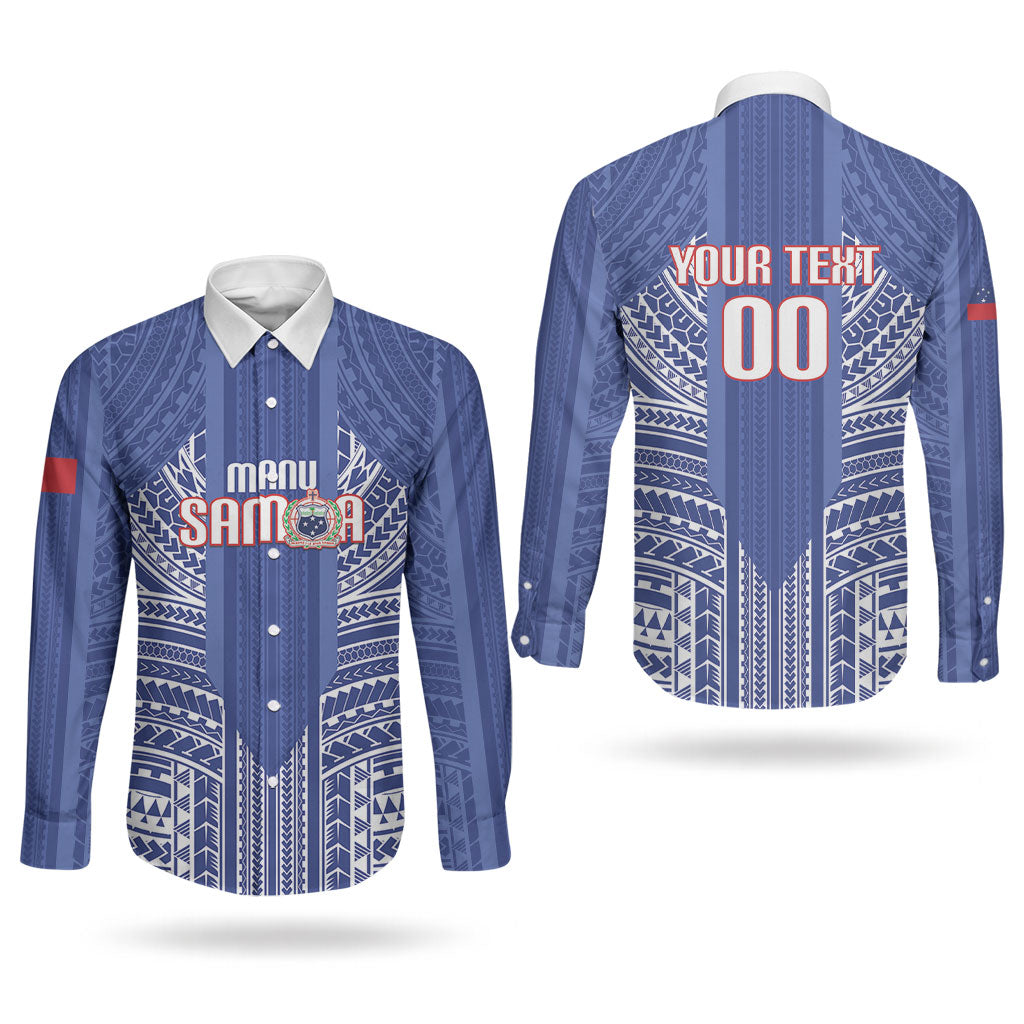Custom Manu Samoa Rugby 2026 Couples Matching Puletasi and Long Sleeve Button Shirt Samoan Pattern