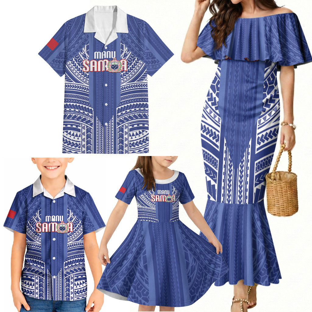 Custom Manu Samoa Rugby 2026 Family Matching Mermaid Dress and Hawaiian Shirt Samoan Pattern LT14 - Polynesian Pride
