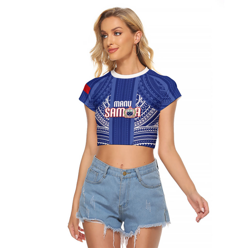 Custom Manu Samoa Rugby 2026 Raglan Cropped T Shirt Samoan Pattern