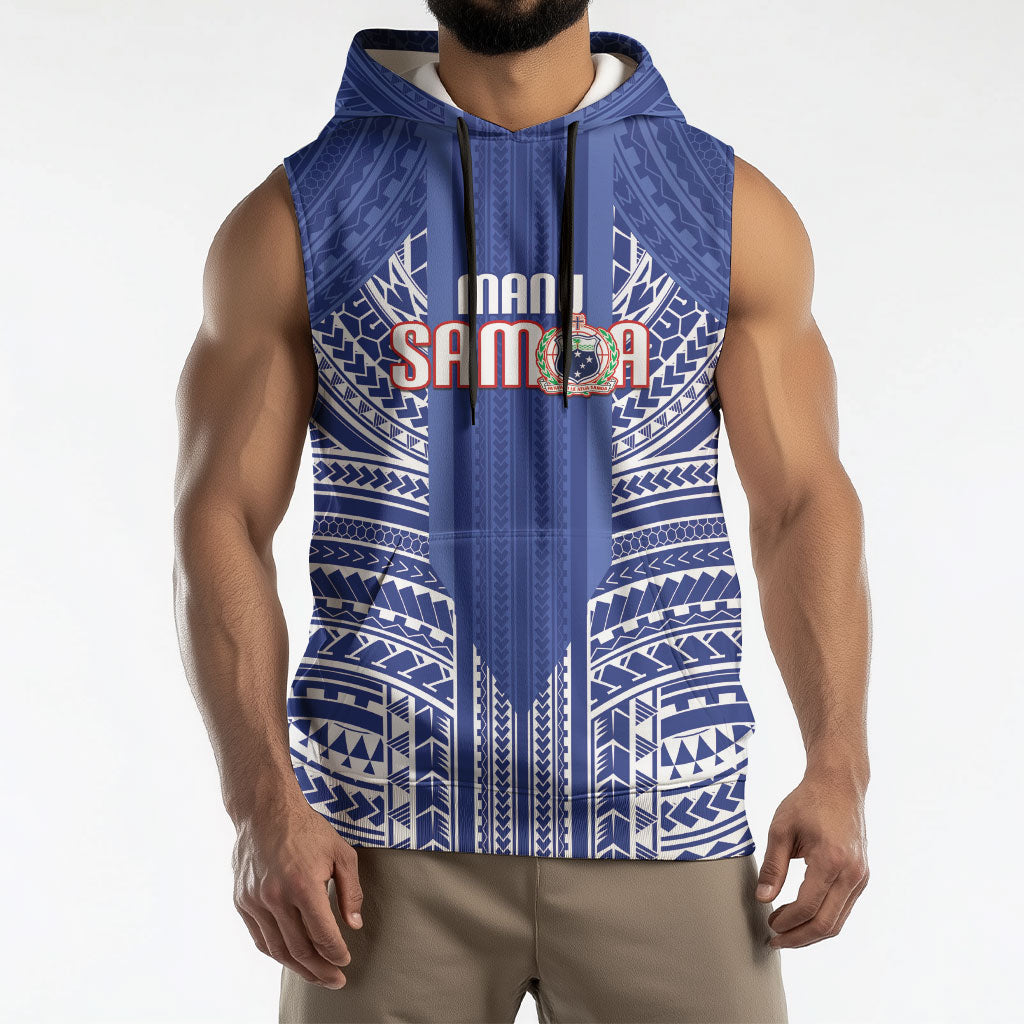 Custom Manu Samoa Rugby 2026 Sleeveless Hoodie Samoan Pattern