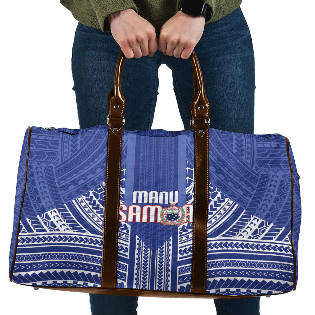 Manu Samoa Rugby 2026 Travel Bag Samoan Pattern LT14 Blue - Polynesian Pride