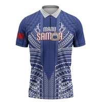 Custom Manu Samoa Rugby 2026 Zipper Polo Shirt Samoan Pattern