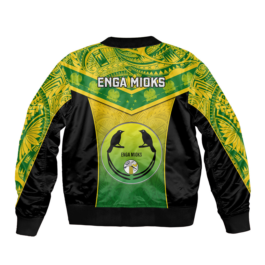 Papua New Guinea Rugby Bomber Jacket Enga Mioks PNG Polynesian Pattern LT14 - Polynesian Pride