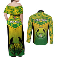 Papua New Guinea Rugby Couples Matching Off Shoulder Maxi Dress and Long Sleeve Button Shirts Enga Mioks PNG Polynesian Pattern LT14 - Polynesian Pride