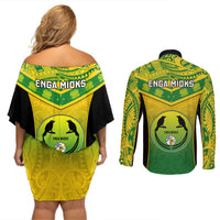 Papua New Guinea Rugby Couples Matching Off Shoulder Short Dress and Long Sleeve Button Shirts Enga Mioks PNG Polynesian Pattern LT14 - Polynesian Pride