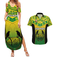Papua New Guinea Rugby Couples Matching Summer Maxi Dress and Hawaiian Shirt Enga Mioks PNG Polynesian Pattern LT14 Green - Polynesian Pride