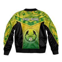 Papua New Guinea Rugby Sleeve Zip Bomber Jacket Enga Mioks PNG Polynesian Pattern LT14 - Polynesian Pride