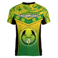Papua New Guinea Rugby Women V Neck T Shirt Enga Mioks PNG Polynesian Pattern LT14 - Polynesian Pride