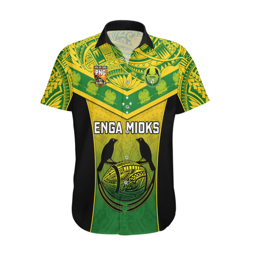 Custom Papua New Guinea Rugby Hawaiian Shirt Enga Mioks PNG Polynesian Pattern LT14 Green - Polynesian Pride