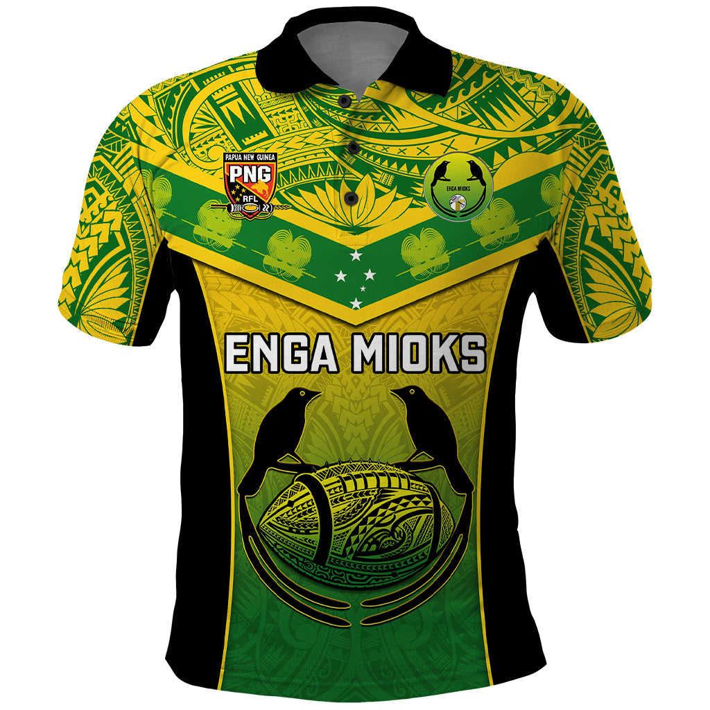 Custom Papua New Guinea Rugby Polo Shirt Enga Mioks PNG Polynesian Pattern LT14 Green - Polynesian Pride