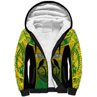 Custom Papua New Guinea Rugby Sherpa Hoodie Enga Mioks PNG Polynesian Pattern LT14 Unisex Green - Polynesian Pride