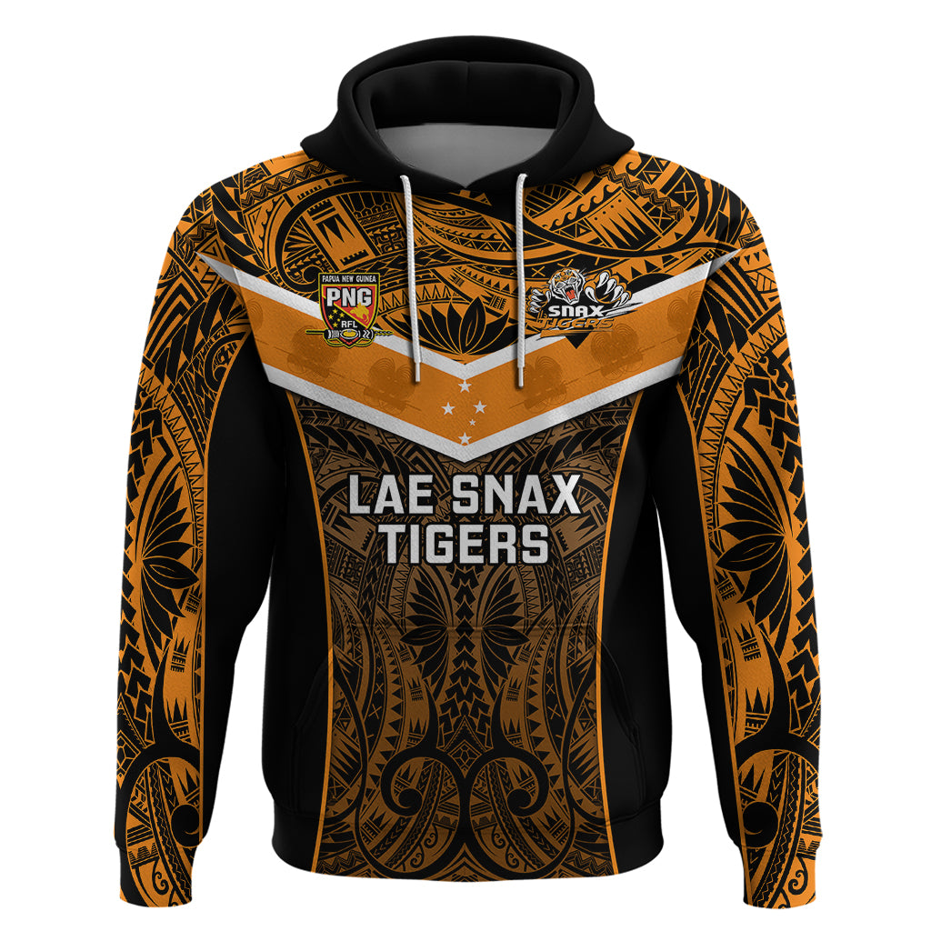 Papua New Guinea Rugby Hoodie Lae Snax Tigers PNG Polynesian Pattern LT14 Orange - Polynesian Pride