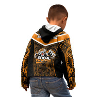 Papua New Guinea Rugby Kid Hoodie Lae Snax Tigers PNG Polynesian Pattern LT14 - Polynesian Pride