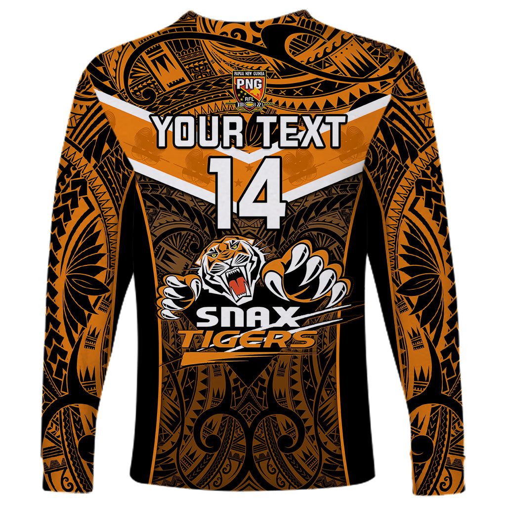 Custom Papua New Guinea Rugby Long Sleeve Shirt Lae Snax Tigers PNG Polynesian Pattern LT14 - Polynesian Pride