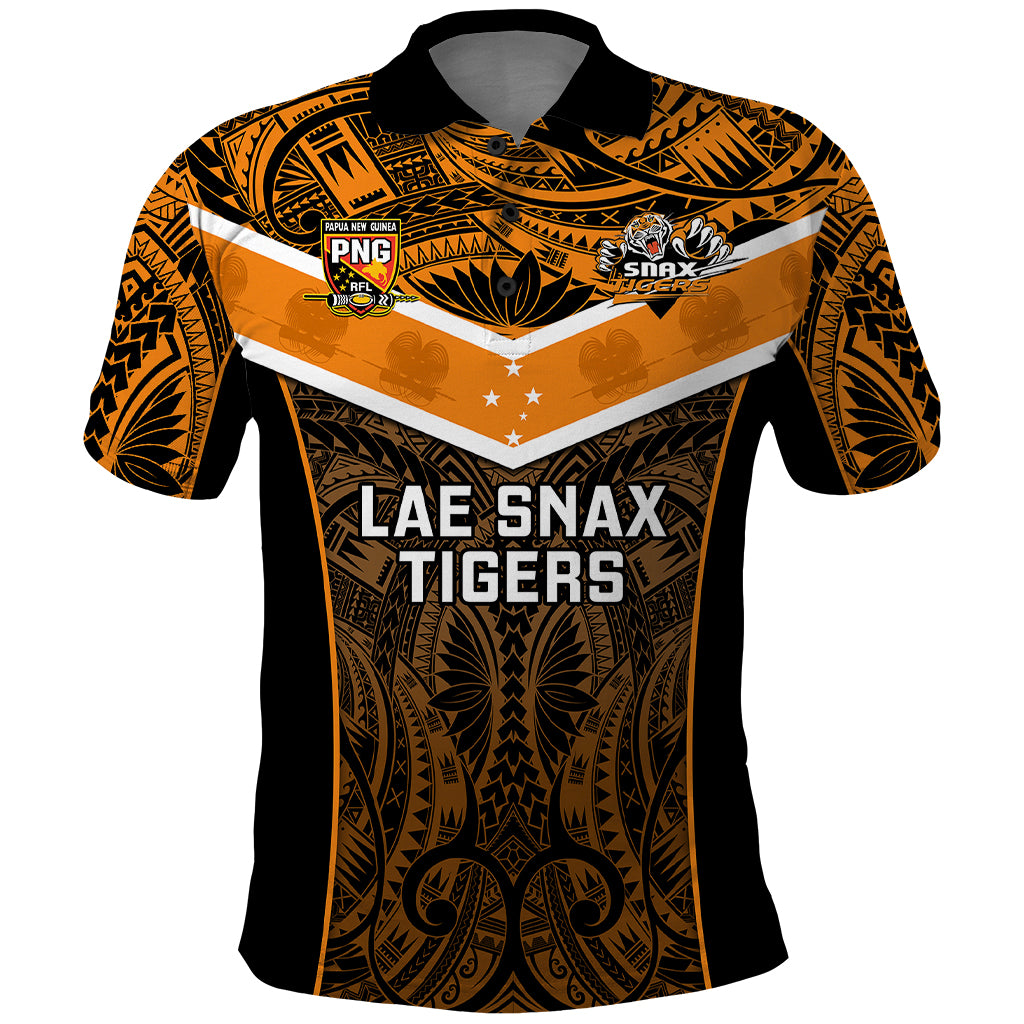 Custom Papua New Guinea Rugby Polo Shirt Lae Snax Tigers PNG Polynesian Pattern LT14 Orange - Polynesian Pride