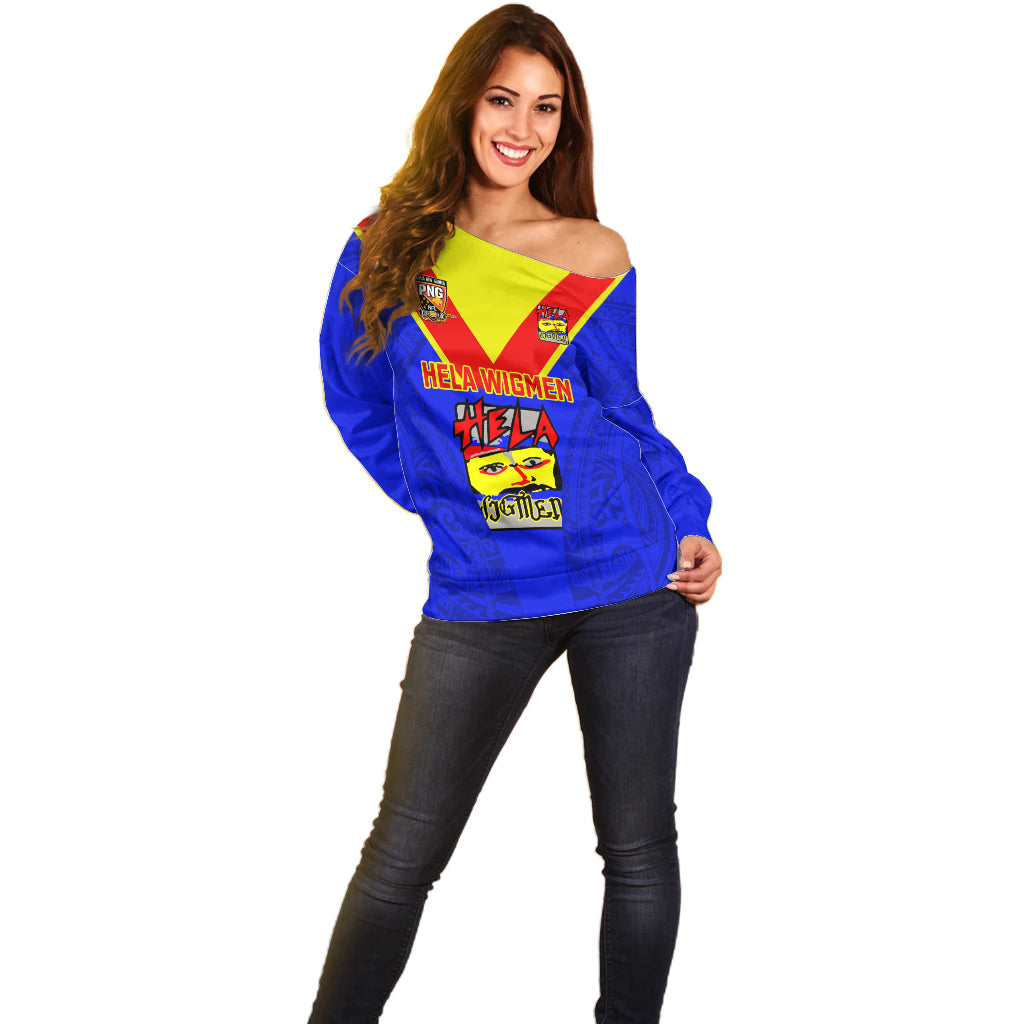 Papua New Guinea Rugby Off Shoulder Sweater Hela Wigmen PNG Polynesian Pattern LT14 - Polynesian Pride