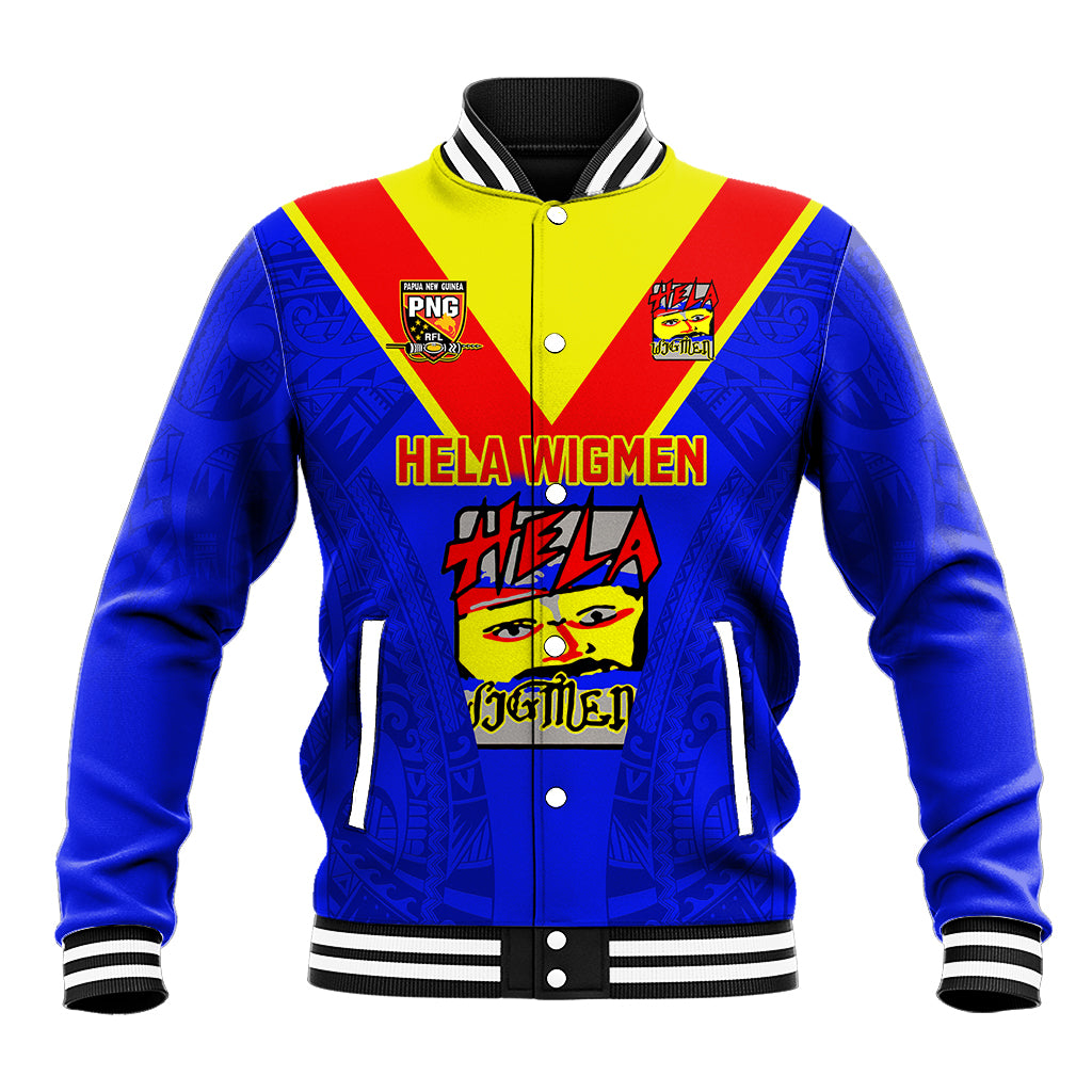 Custom Papua New Guinea Rugby Baseball Jacket Hela Wigmen PNG Polynesian Pattern LT14 Unisex Blue - Polynesian Pride