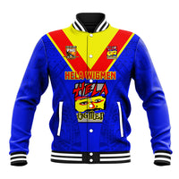 Custom Papua New Guinea Rugby Baseball Jacket Hela Wigmen PNG Polynesian Pattern LT14 Unisex Blue - Polynesian Pride