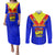 Custom Papua New Guinea Rugby Couples Matching Puletasi Dress and Long Sleeve Button Shirts Hela Wigmen PNG Polynesian Pattern LT14 Blue - Polynesian Pride