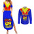 Custom Papua New Guinea Rugby Couples Matching Summer Maxi Dress and Long Sleeve Button Shirts Hela Wigmen PNG Polynesian Pattern LT14 Blue - Polynesian Pride