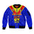 Custom Papua New Guinea Rugby Sleeve Zip Bomber Jacket Hela Wigmen PNG Polynesian Pattern LT14 Unisex Blue - Polynesian Pride