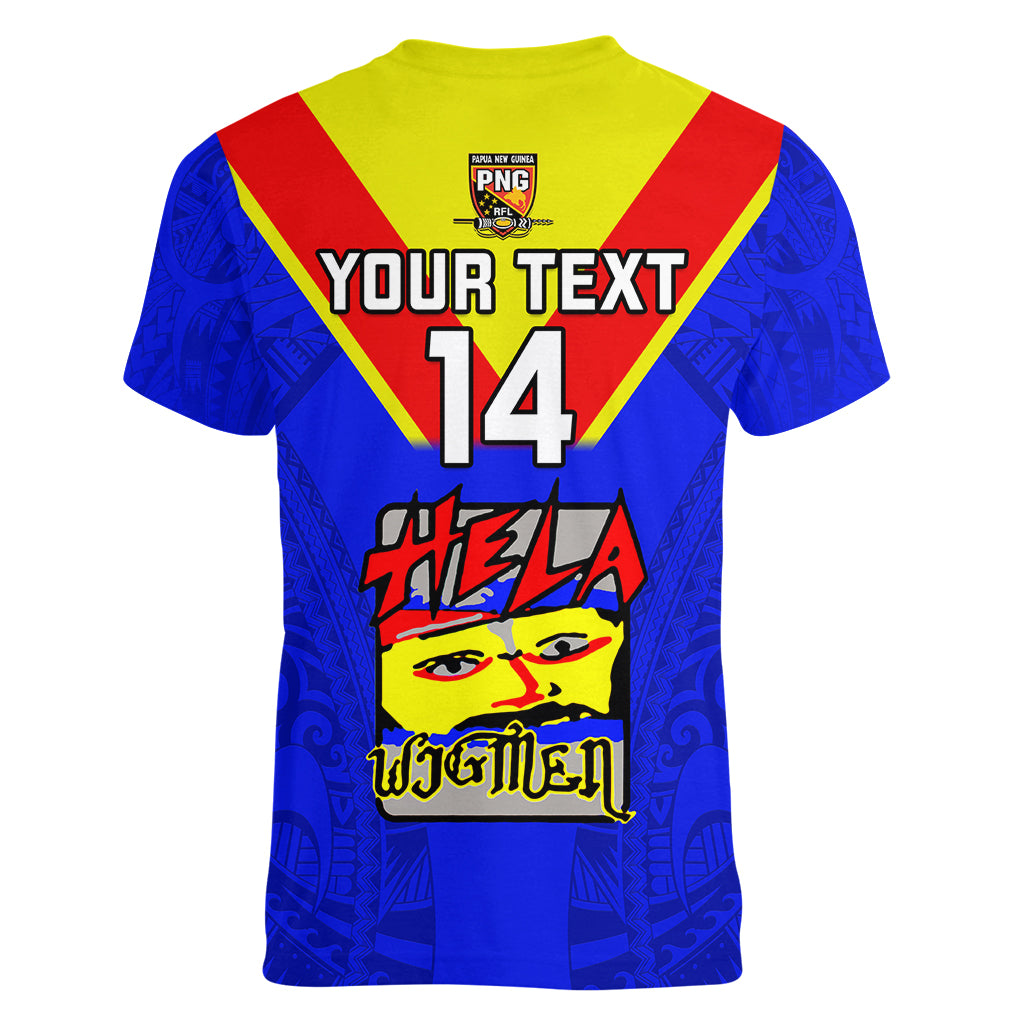 Custom Papua New Guinea Rugby Women V Neck T Shirt Hela Wigmen PNG Polynesian Pattern LT14 - Polynesian Pride
