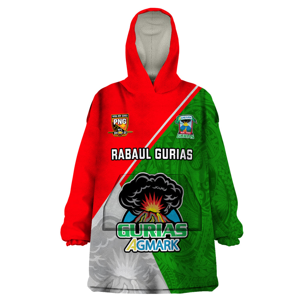 Papua New Guinea Rugby Wearable Blanket Hoodie Rabaul Gurias PNG Polynesian Pattern LT14 One Size Green - Polynesian Pride