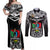 Papua New Guinea Rugby Couples Matching Off Shoulder Maxi Dress and Long Sleeve Button Shirts Mendi Muruks PNG Polynesian Pattern LT14 Black - Polynesian Pride